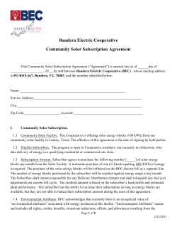 Community Solar Subscriber Agreement