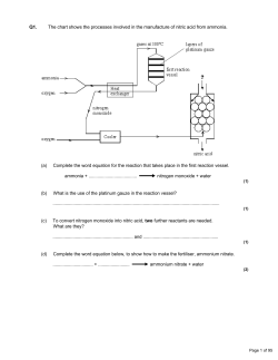 Q1. The chart shows the processes involved in the manufacture of