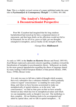 The Analyst`s Metaphors: A Deconstructionist