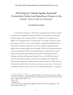 PACS-ing Up &ldquo;Libert&eacute;, Egalit&eacute;, Fraternit&eacute;&rdquo;