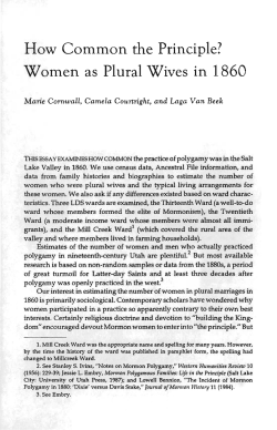 How Common the Principle? Women as Plural Wives in 1860