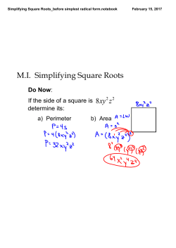 Simplifying Square Roots_before simplest radical form.notebook