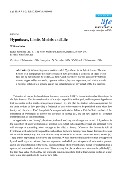 Hypotheses, Limits, Models and Life