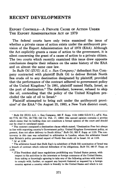 A Private Cause of Action Under the Export Administration Act of 1979
