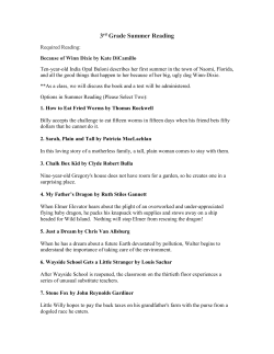 Summer Reading 2016 Rising 3rd Grade