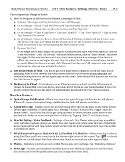 iPad/iPhone Workshop 2/28/16 iOS 9 / New Features / Settings