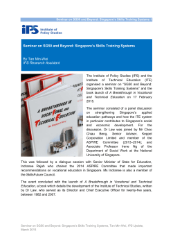Seminar on SG50 and Beyond - Lee Kuan Yew School of Public Policy
