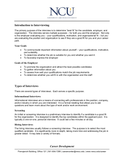 Career Development Introduction to Interviewing Types of Interviews