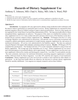 Hazards of Dietary Supplement Use - Journal of Special Operations