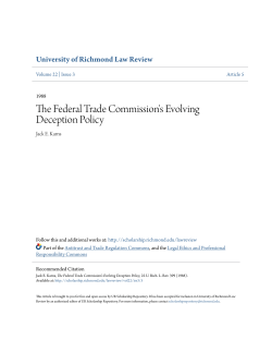 The Federal Trade Commission`s Evolving Deception Policy