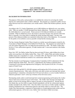 SAN ANTONIO AREA AMBER CHILD ABDUCTION ALERT PLAN