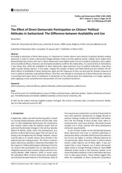 The Effect of Direct Democratic Participation on Citizens` Political