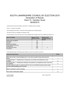 Hamilton South By-election results 6 August 2015