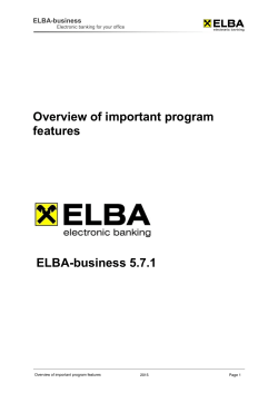 Overview of important program features ELBA