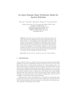 An Open Domain Topic Prediction Model for Answer Selection