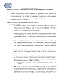 UNIVERSITY OF NORTH CAROLINA Policies and Procedures for