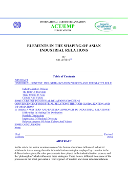 elements in the shaping of asian industrial relations - AP-IRNet