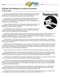 Pilgrims Seek Religious Freedom in Plymouth