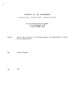 UNIVERSITY OF THE WITWATERSRAND