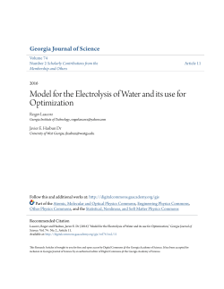 Model for the electrolysis of water and its use for optimization