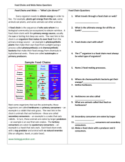 Food Chains and Webs --- "What`s for dinner?"