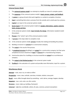 Universal System Model 1. The universal systems model is an