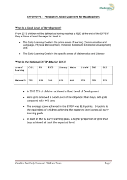 EYFSP/EYFS - Frequently Asked Questions for Headteachers What