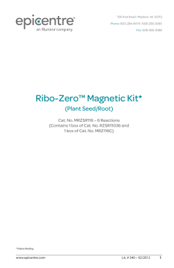 Protocol for Ribo-Zero&trade; Magnetic Kit (Plant Seed/Root)