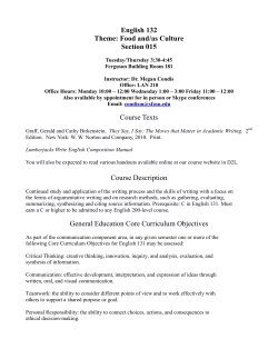 English 132 Theme: Food and/as Culture Section 015 Course Texts