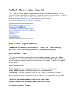 October 2013 - American Center of Mongolian Studies