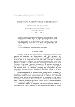 Discovering photosynthesis by experiments