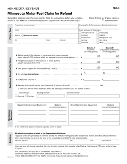 Form PDR-1, Minnesota Motor Fuel Claim for Refund