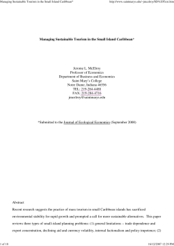 Managing Sustainable Tourism in the Small Island Caribbean*