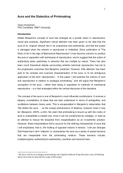 Aura and the Dialectics of Printmaking