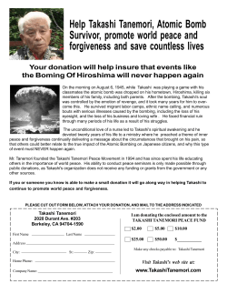 Help Takashi Tanemori, Atomic Bomb Survivor, promote world