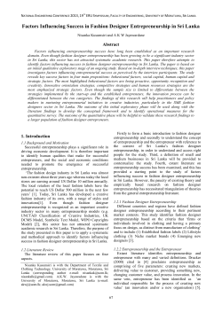 Factors Influencing Success in Fashion Designer Entrepreneurship