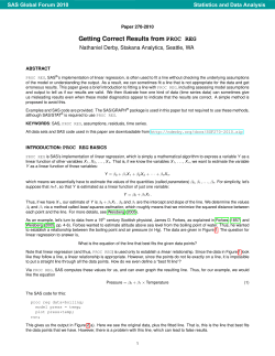 270-2010: Getting Correct Results from PROC REG