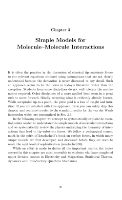 Simple Models for Molecule&ndash;Molecule Interactions