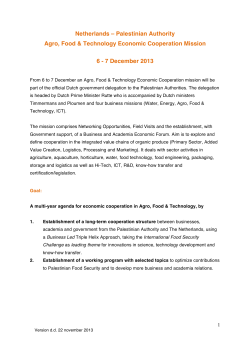 Netherlands &ndash; Palestinian Authority Agro, Food