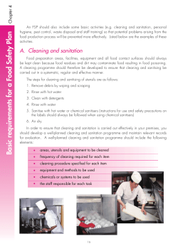 Basic requirements for a Food Safety Plan