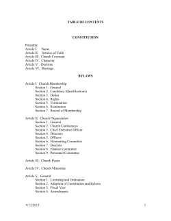 9/12/2013 1 TABLE OF CONTENTS CONSTITUTION Preamble