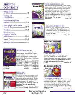 french contents - Applause Learning Resources
