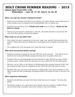 2nd Grade Reading List - Holy Cross Episcopal School