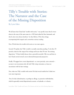 Tilly`s Trouble with Stories - Social Science Research Council