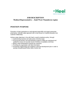 JOB DESCRIPTION Medical Representative &ndash; Zuid