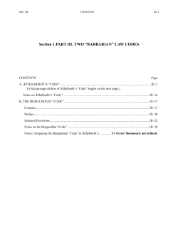 Section 1.PART III. TWO &ldquo;BARBARIAN&rdquo; LAW CODES