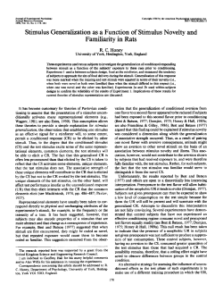 Stimulus Generalization as a Function of Stimulus Novelty and