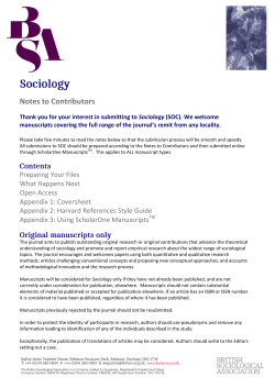 Notes for Authors - British Sociological Association