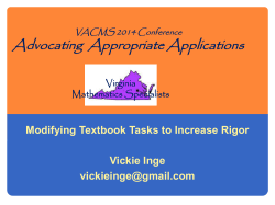 the presentation here - Virginia Council of Mathematics