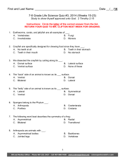 Date __/__/14 7-8 Grade Life Science Quiz #3